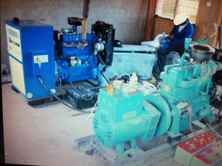 Generator set and engine powered by syngas